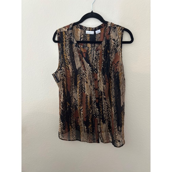 Liz Claiborne Sleeveless Blouse Top  Abstract Print XL (A629) - Picture 1 of 3